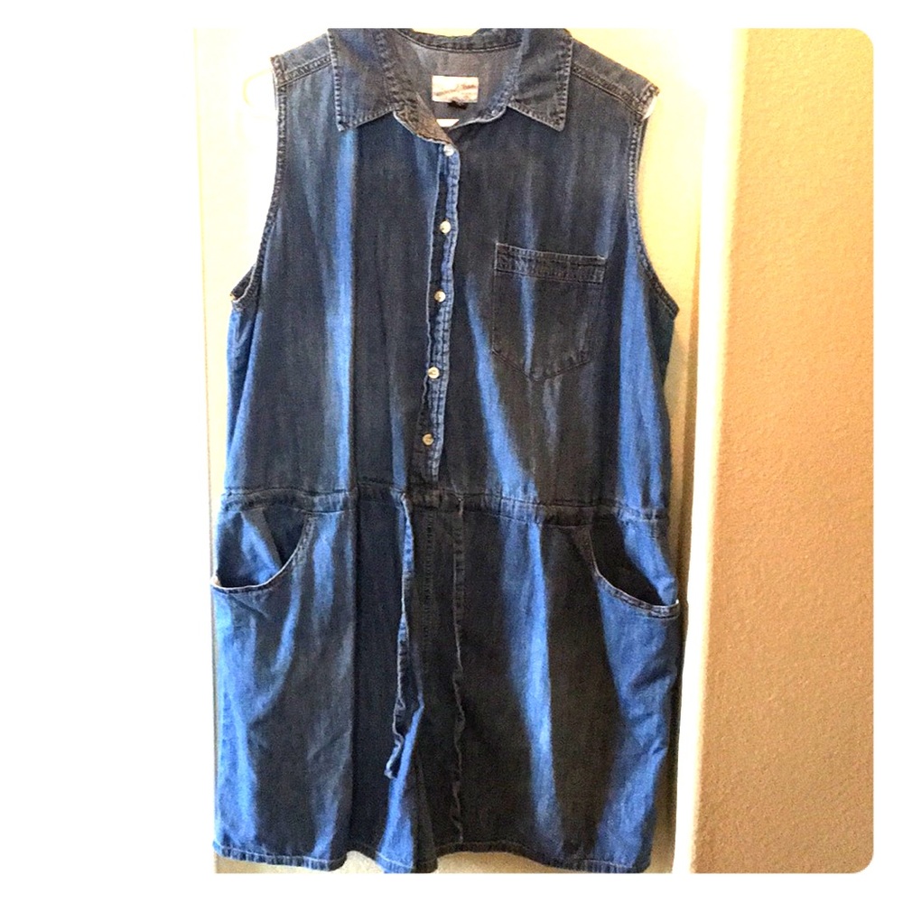 Chambray button up romper
